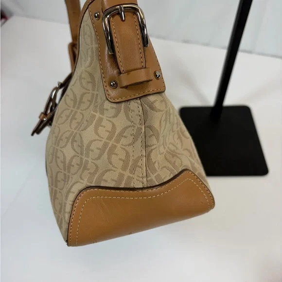 Fossil Monogram Canvas Shoulder Bag Tan Brown Y2K - Picture 7 of 11